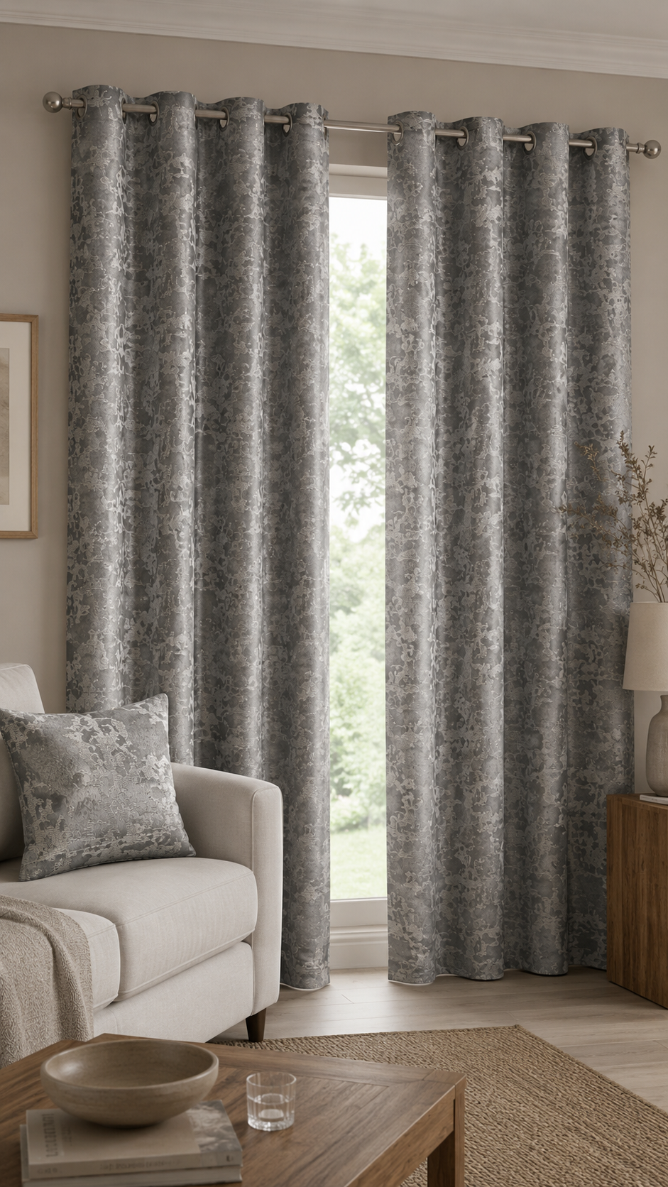 Cortina de tela 140 x 260 cm Gris marmol
