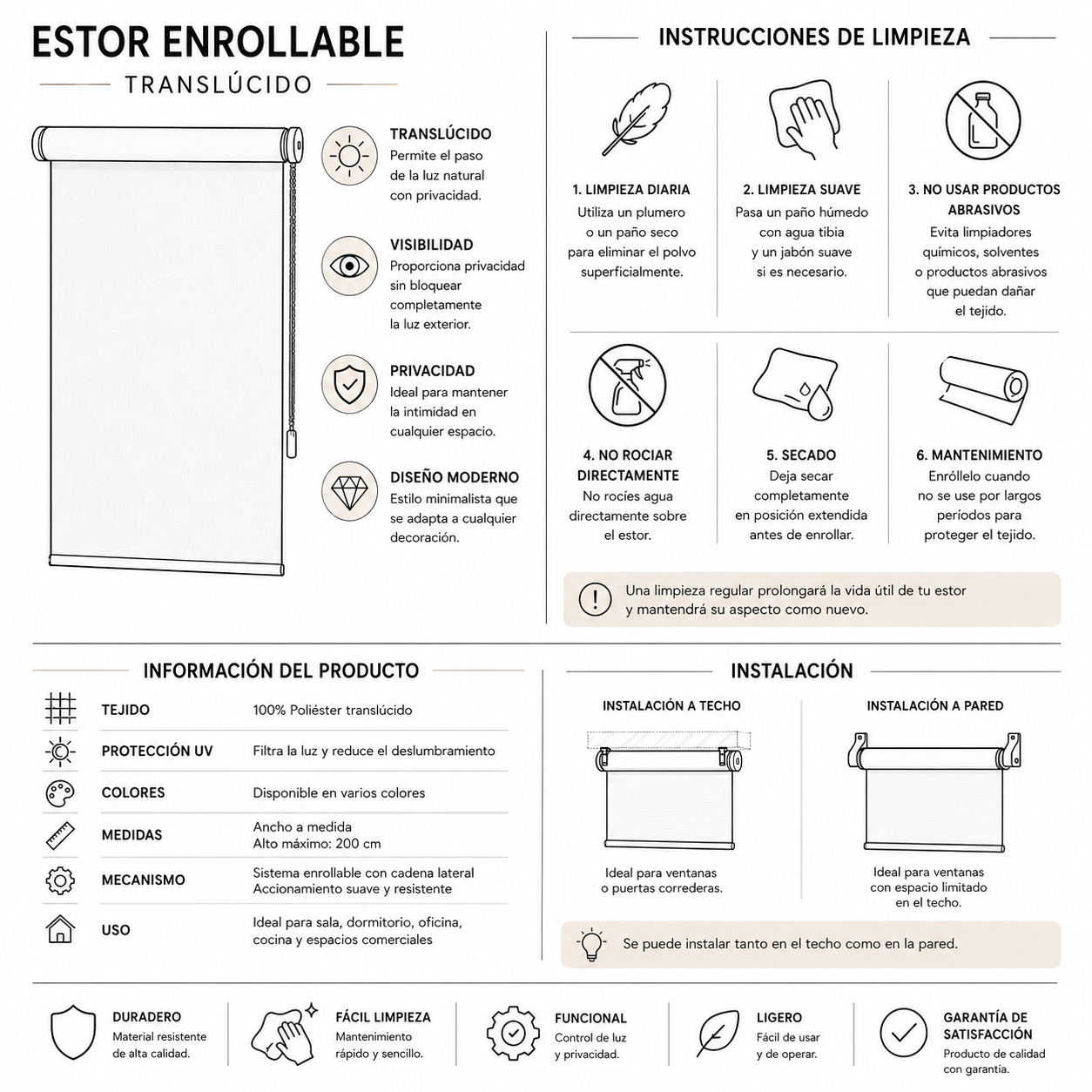 Estor Traslúcido Liso para Ventana Color Verde