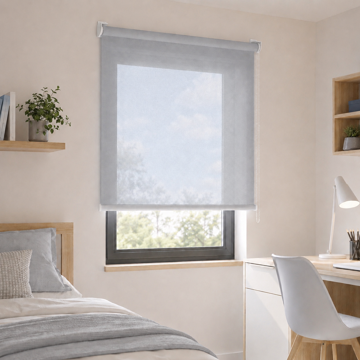 Estor Traslúcido Liso para Ventana Color Gris