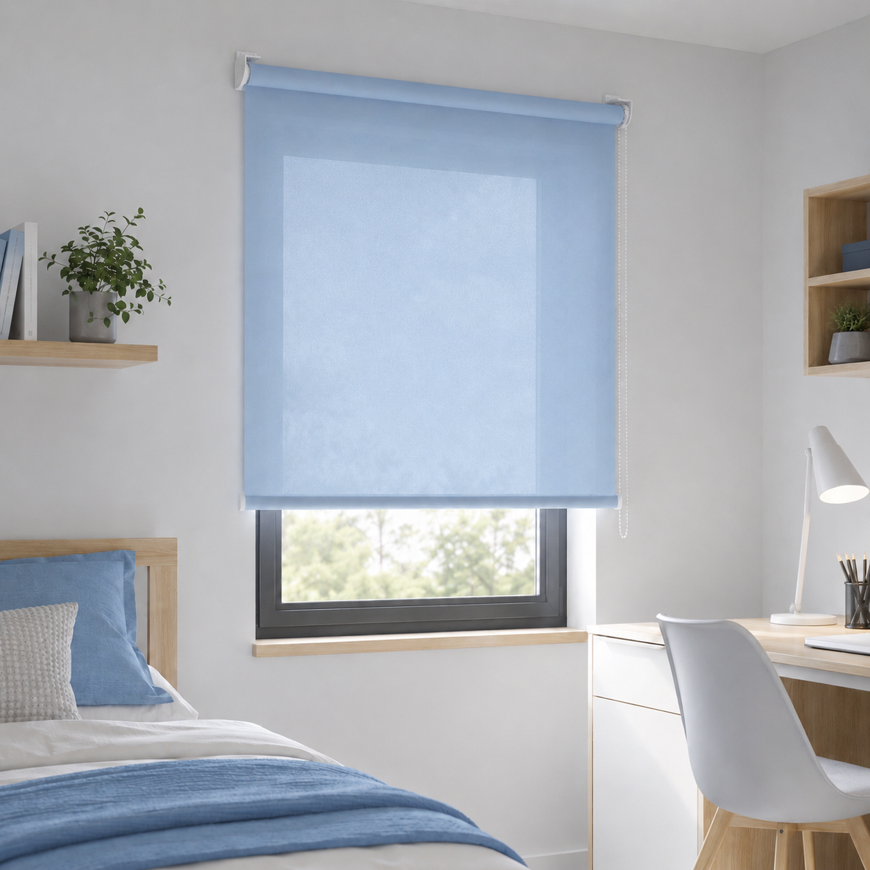 Estor Traslúcido Liso para Ventana Color Azul