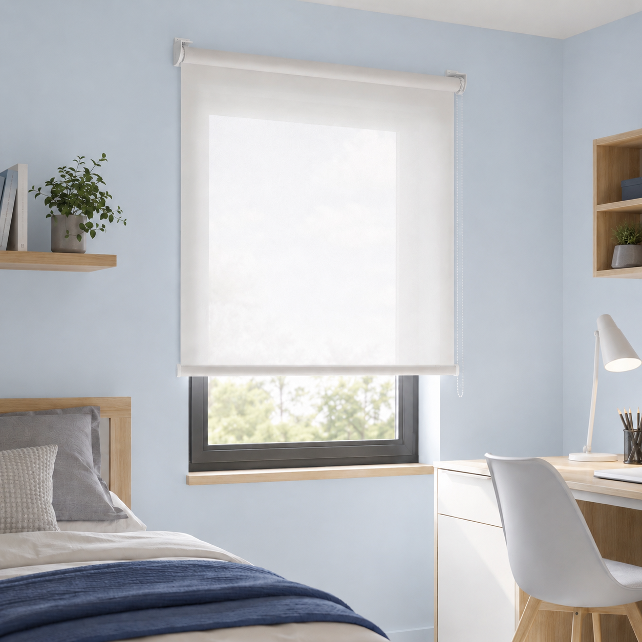 Estor Traslúcido Liso para Ventana Color Blanco