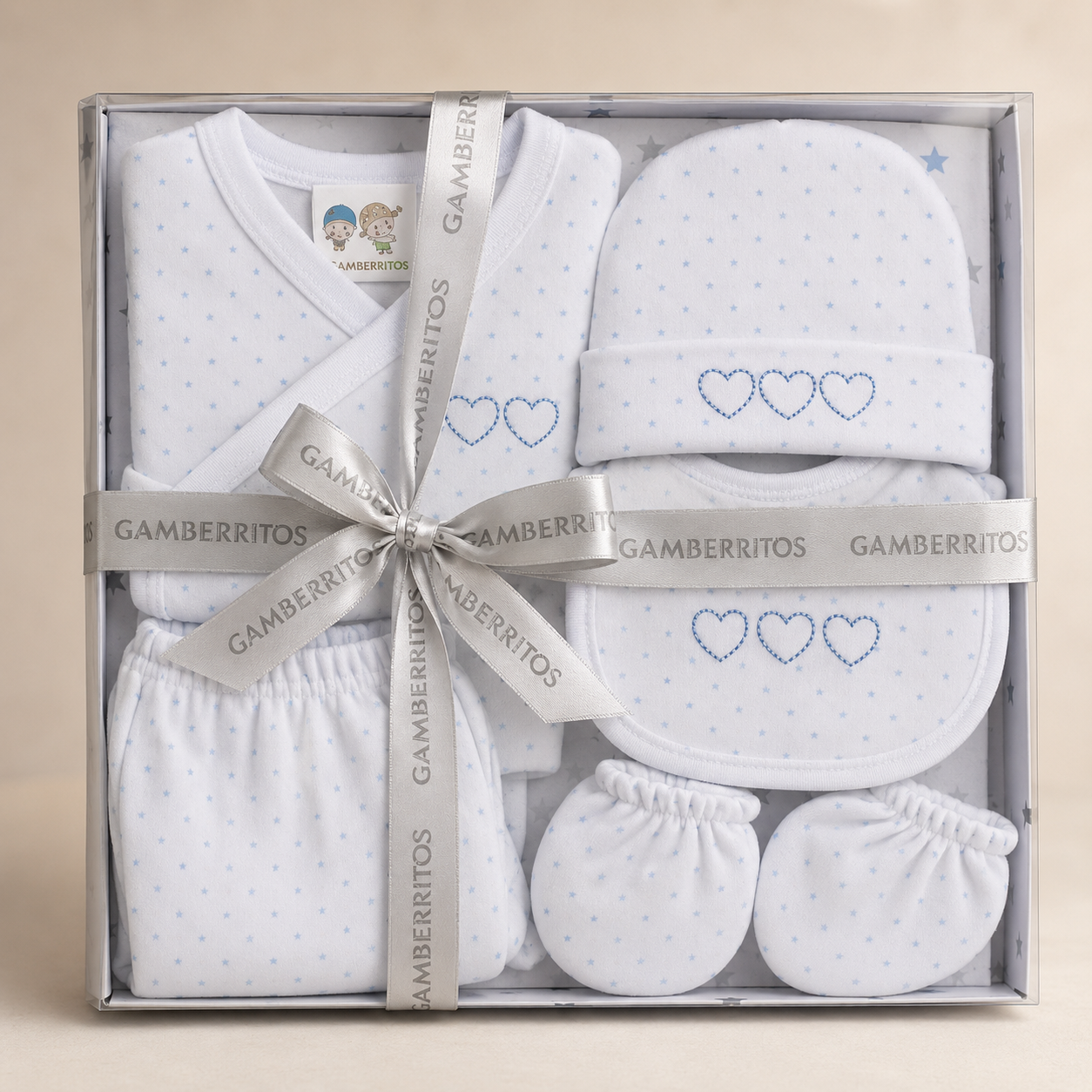 Set 5 Piezas Ropa Bebe Color Azul Recién Nacido 100% Algodón