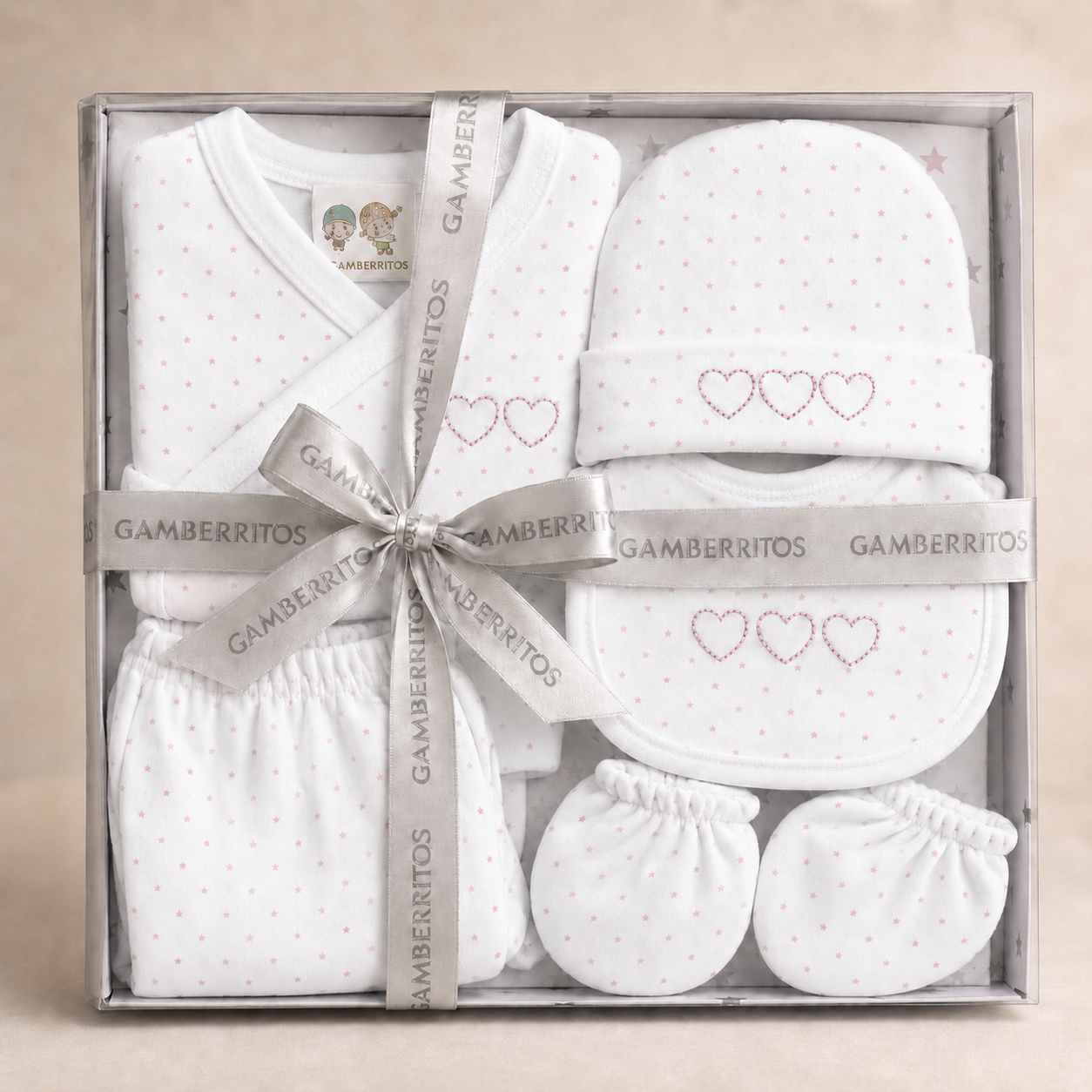 Set 5 Piezas Ropa Bebe Color Rosa Recién Nacido 100% Algodón