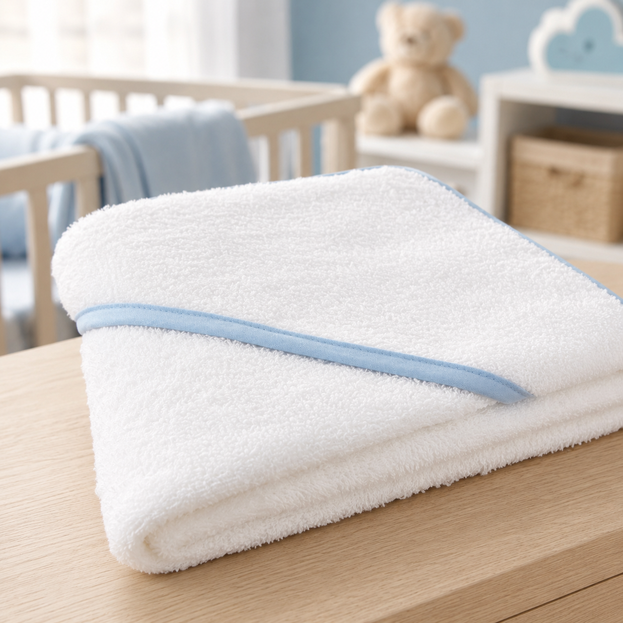 Capa De Baño Para Bebe Color Azul 100% Algodón