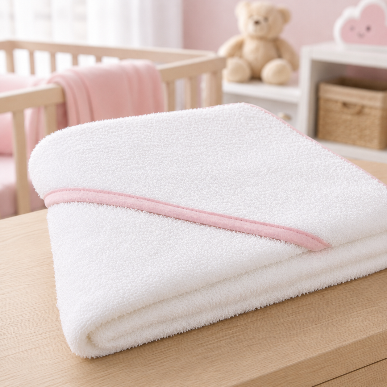 Capa De Baño Para Bebe Color Rosa 100% Algodón