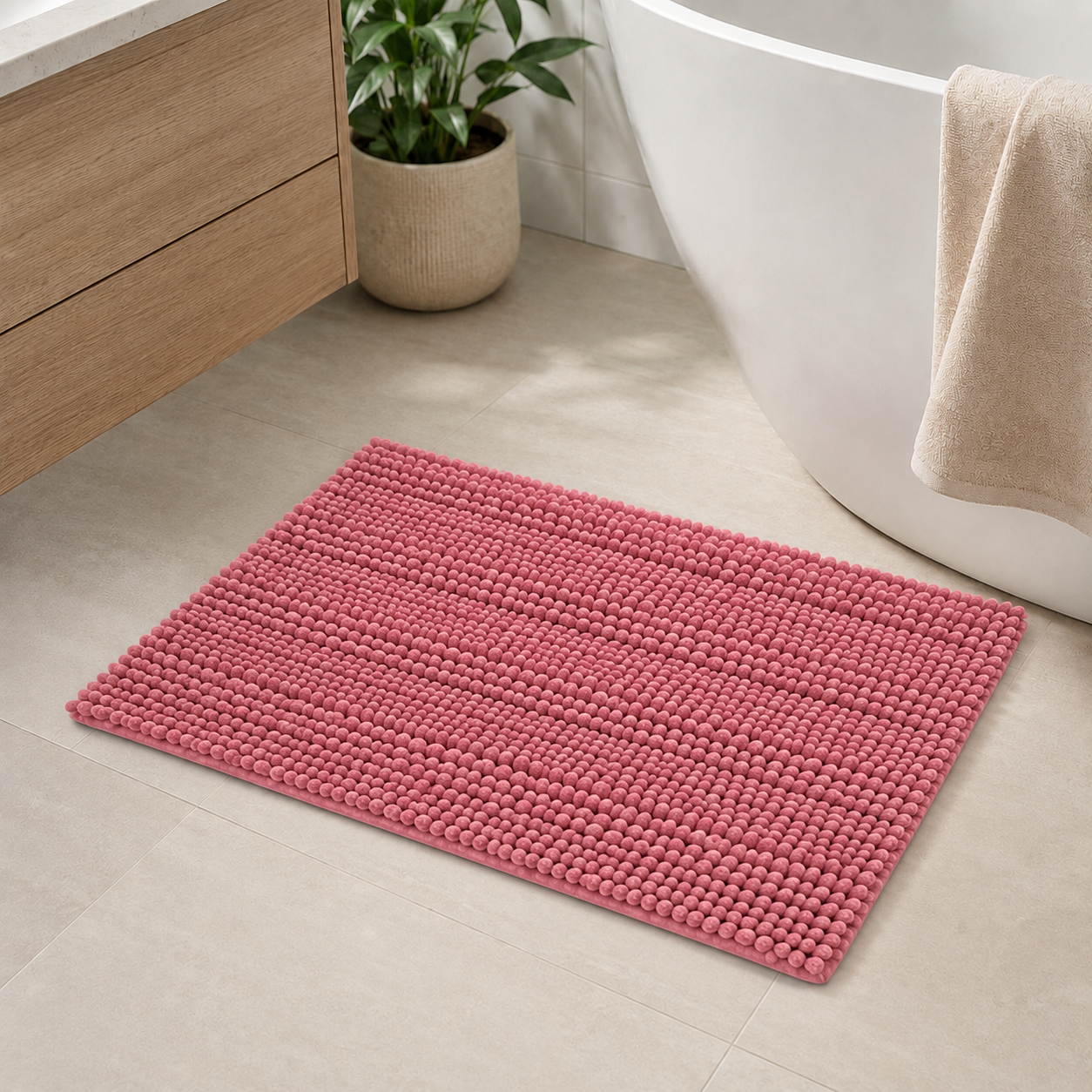 Alfombra de baño color rosa 45x65 cm