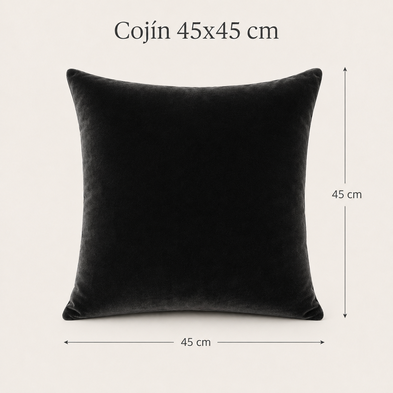 Funda De cajín terciopelo liso Color negro 45x45 cm
