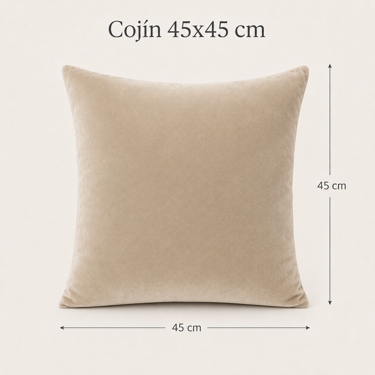 Funda De cajín terciopelo liso Color beige 45x45 cm