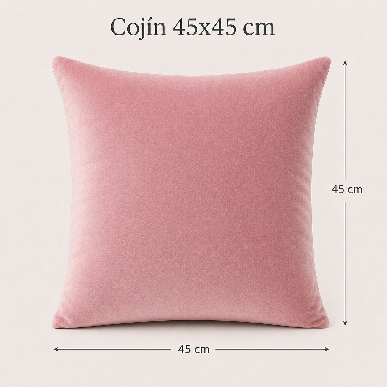 Funda De cajín terciopelo liso Color rosa 45x45 cm