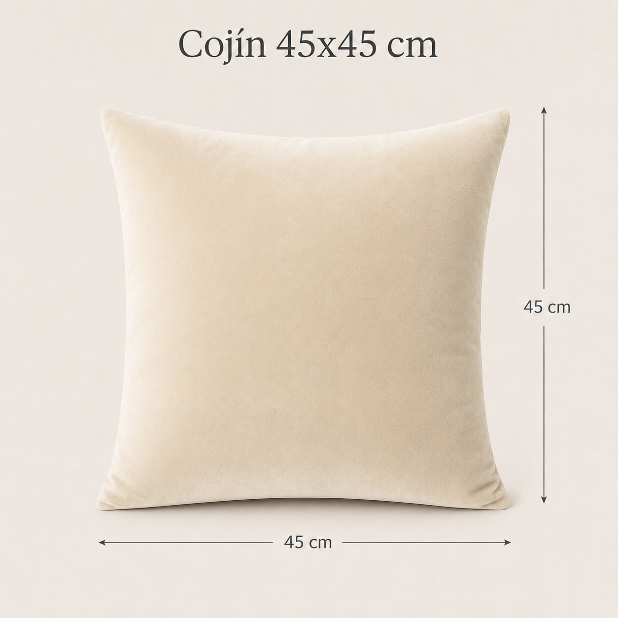 Funda De cajín terciopelo liso Color crema 45x45 cm