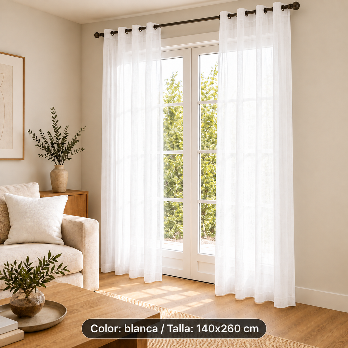 Cortina visillo blanca 140x260 cm