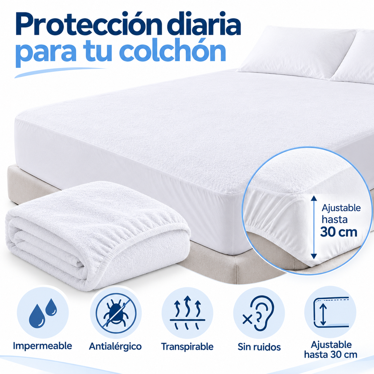 Protector de colchón rizo impermeable