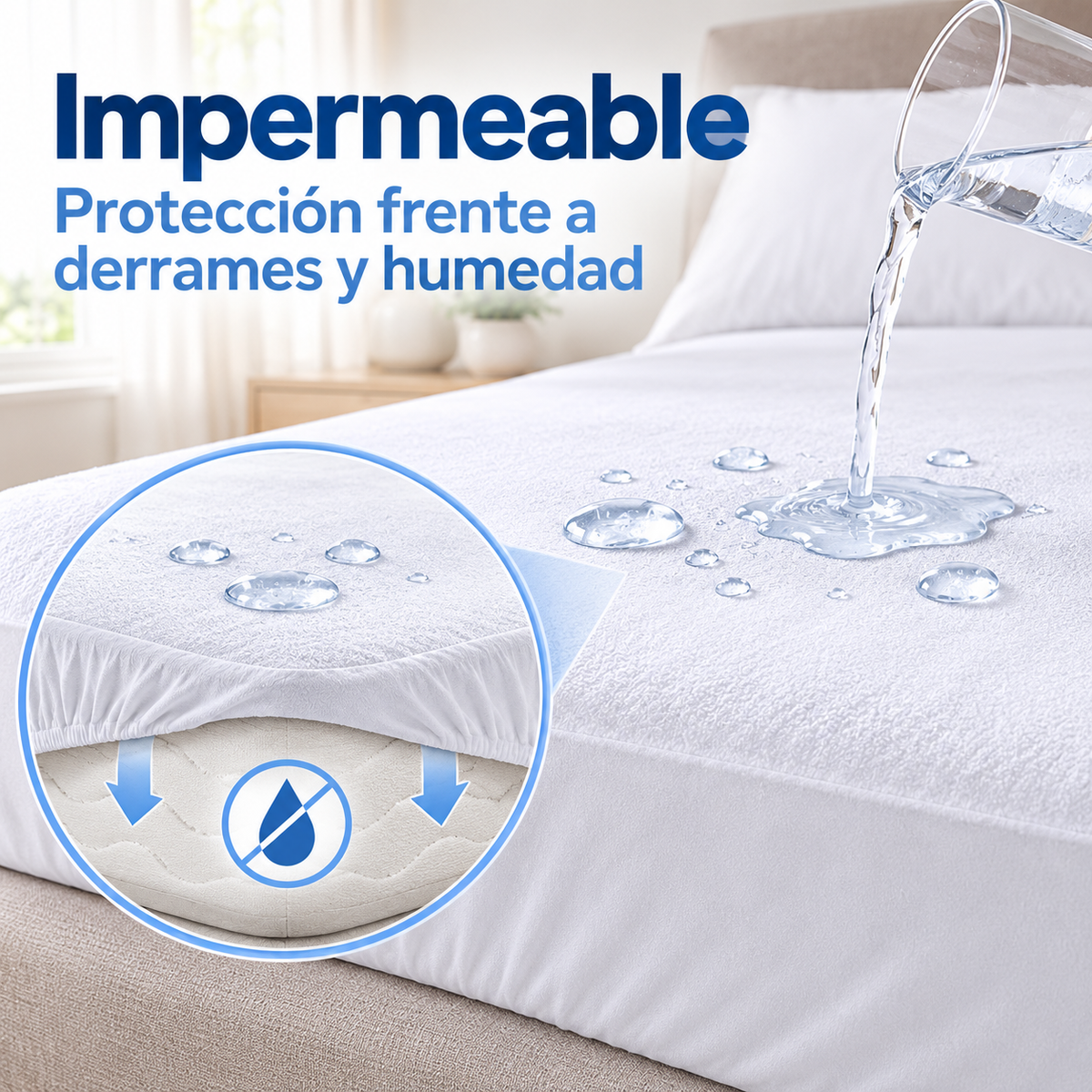 Protector de colchón rizo impermeable
