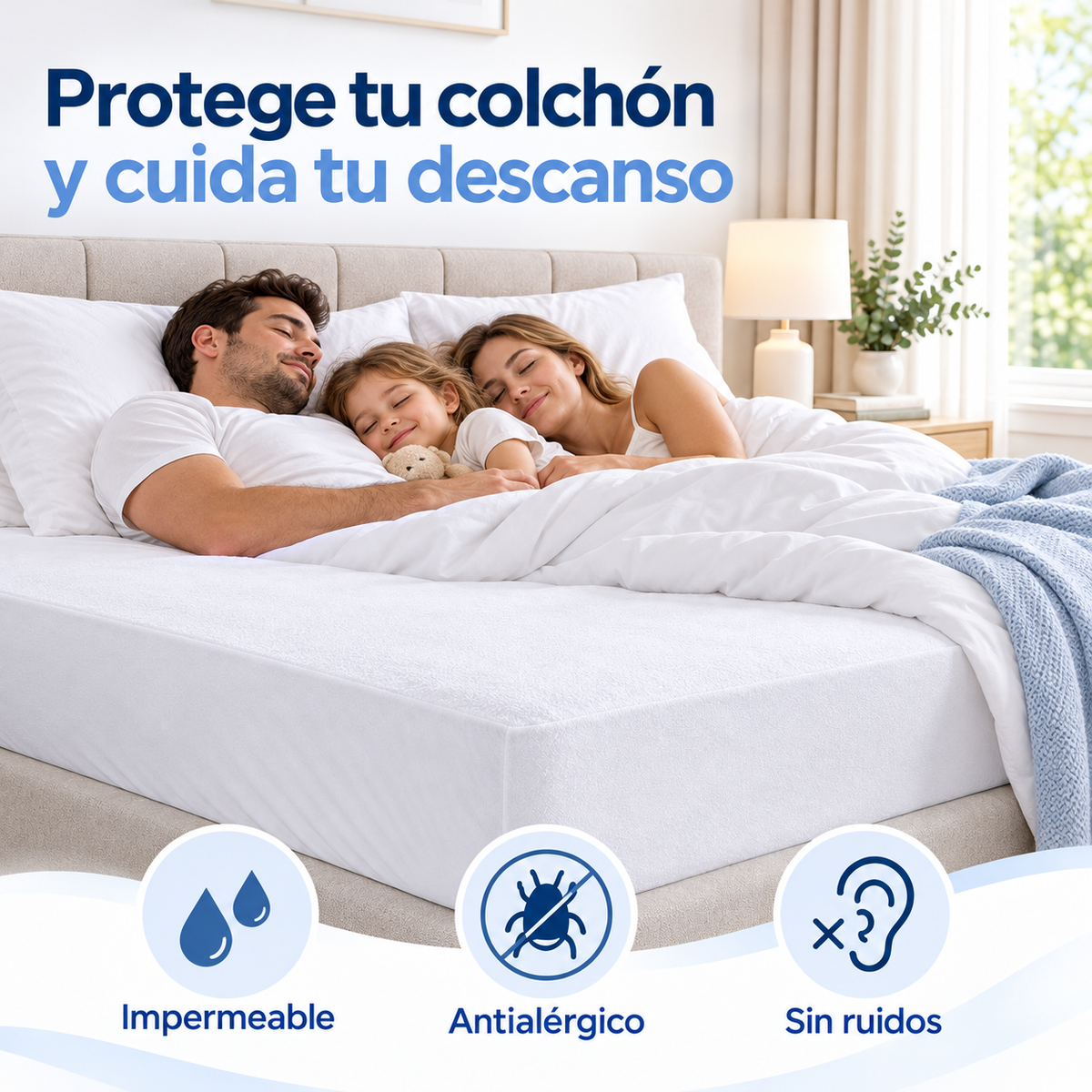 Protector de colchón rizo impermeable