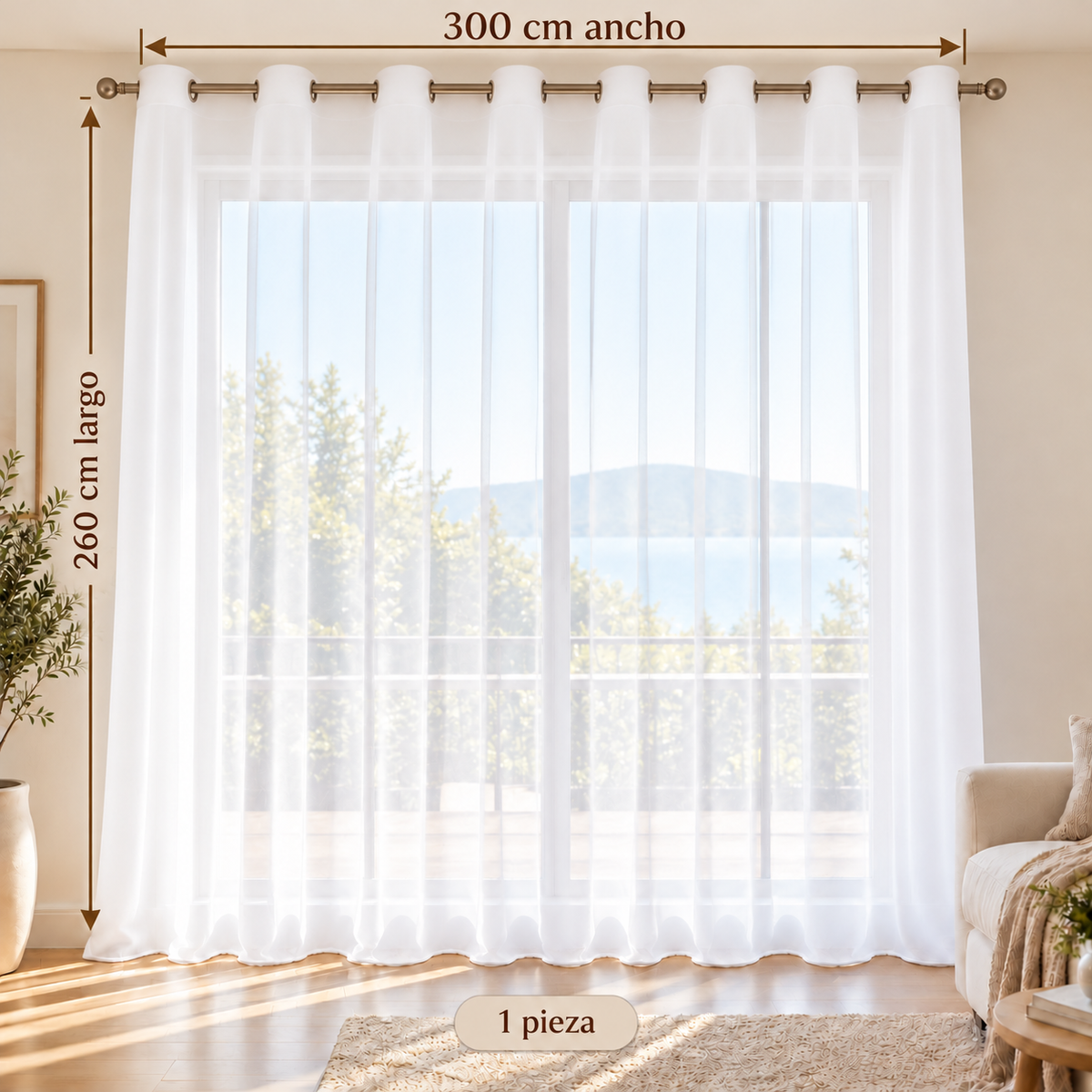 Cortina visillo blanca 300x260 cm