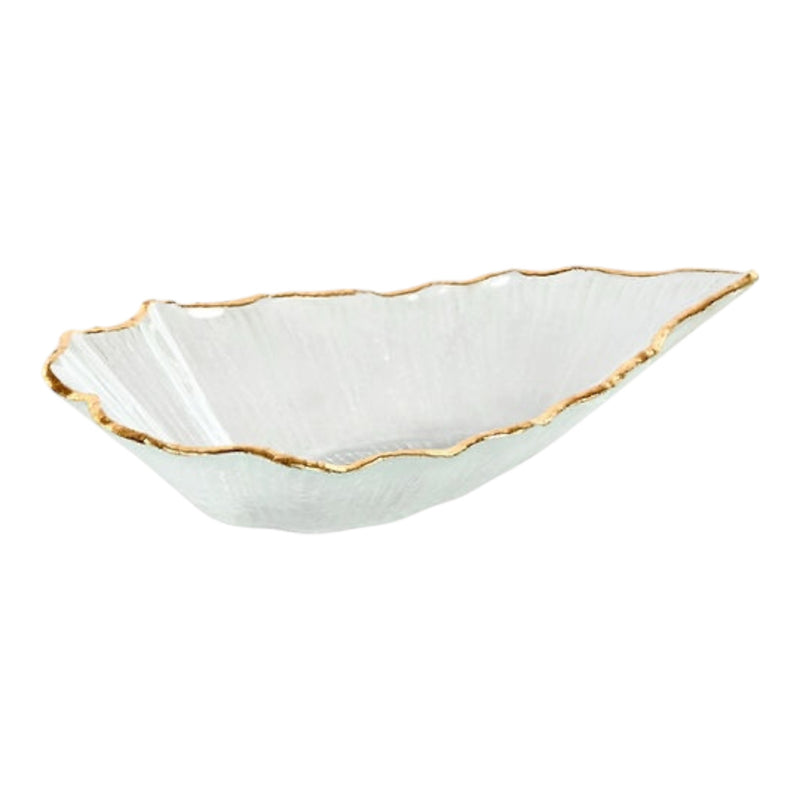 Centro de Mesa Hoja Cuenco de Cristal con Bordes Dorados