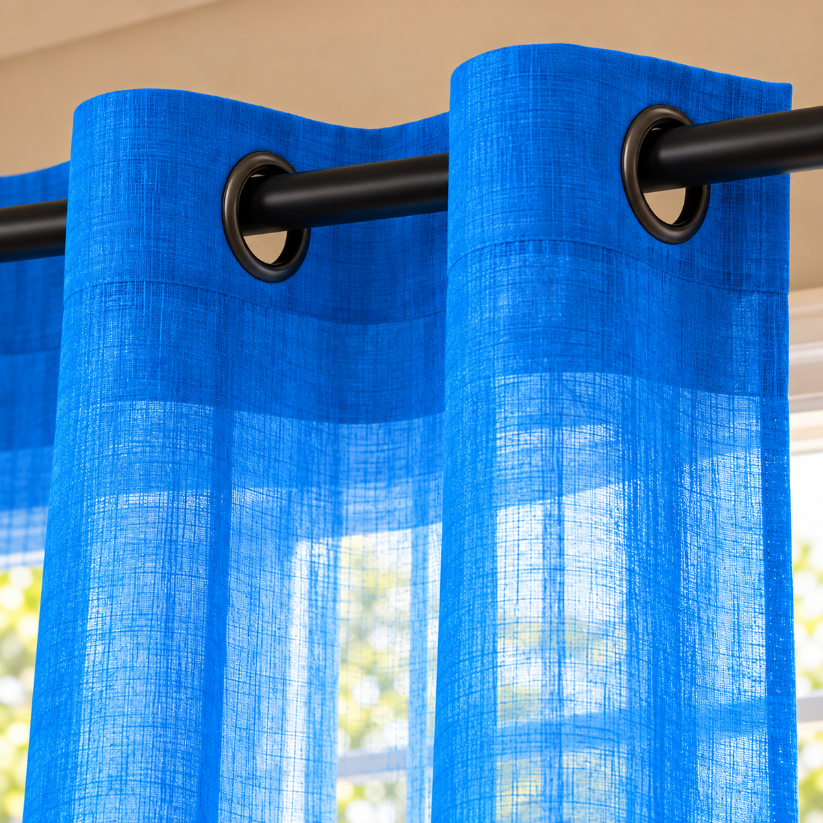 Cortina visillo azul 140x260 cm