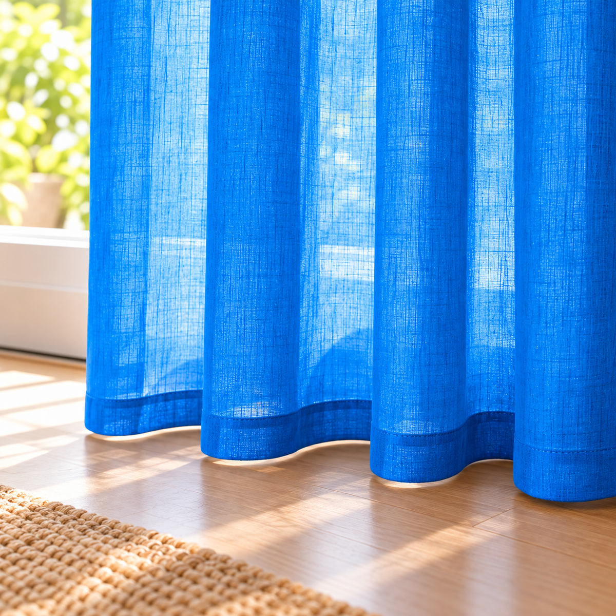Cortina visillo azul 140x260 cm