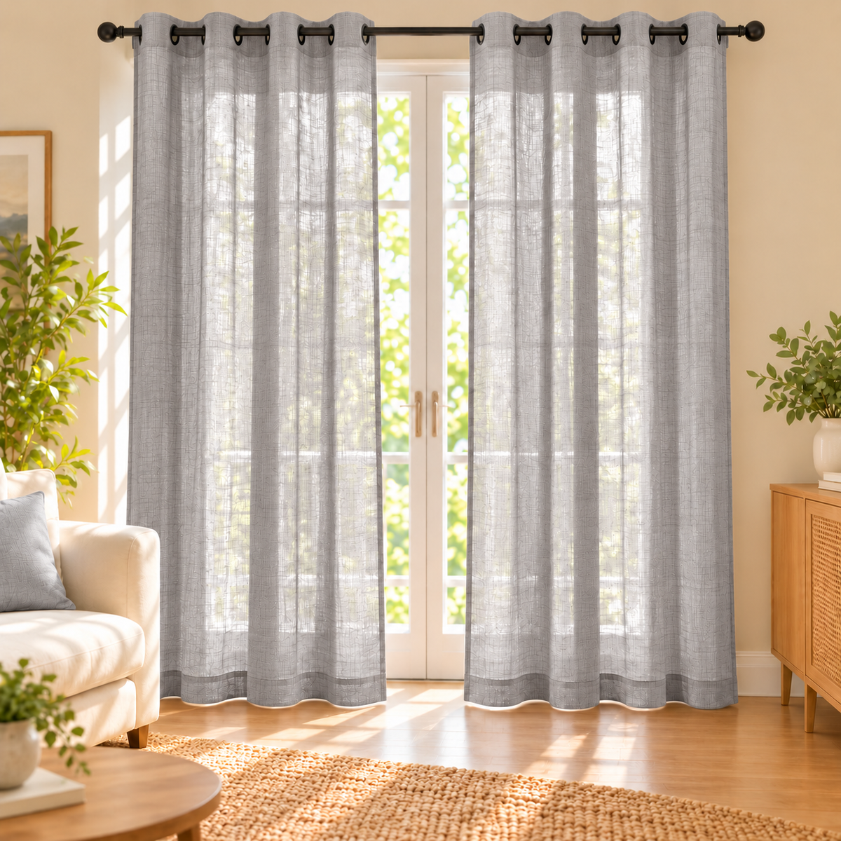 Cortina visillo gris claro 140x260 cm