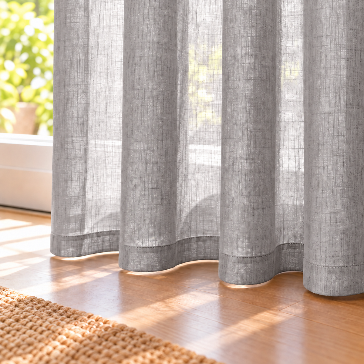 Cortina visillo gris claro 140x260 cm