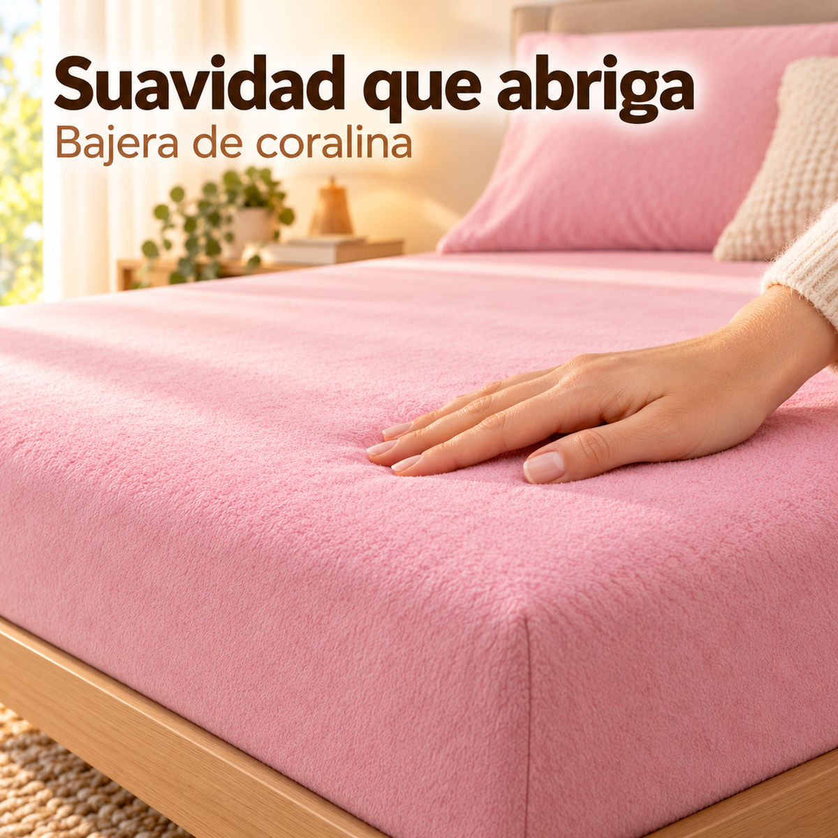 Sábana bajera ajustable de coralina cálida y suave para invierno, para colchones de hasta 30 cm de altura, camas de 90, 105, 135, 150 y 180 cm
