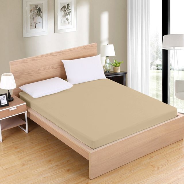 Sábana bajera beige ajustable 50% algodón