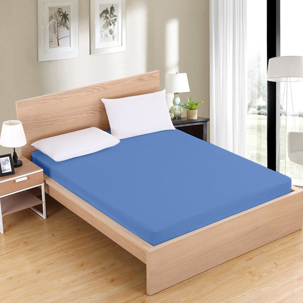 Sábana bajera azul ajustable 50% algodón