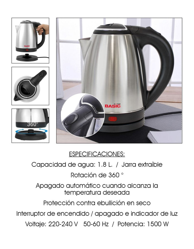 HERVIDOR DE AGUA 1.8L  1500W BASIC HOME