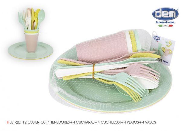 SET 20 PIEZAS PICNIC PASTEL DEM