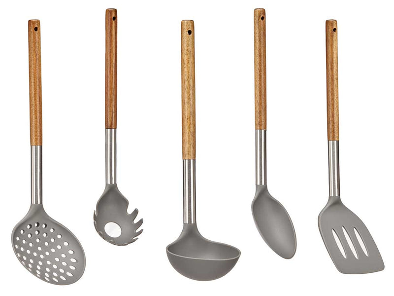 Set 5 utensilios cocina mango madera