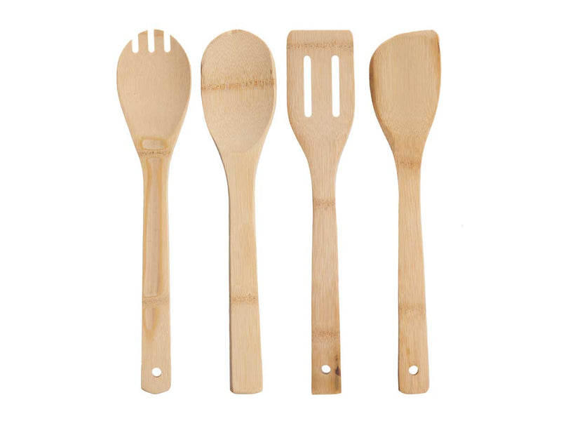Set 4 utensilios cocina bambu 30 cm