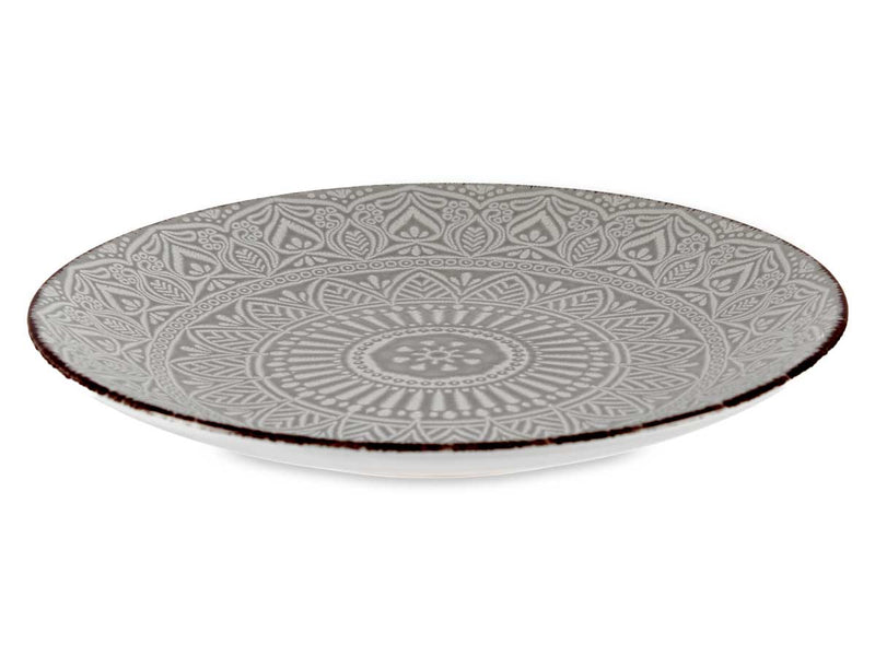 Plato relieve postre gris 22cm