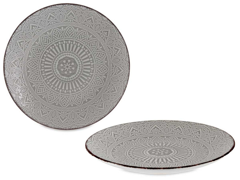 Plato relieve postre gris 22cm