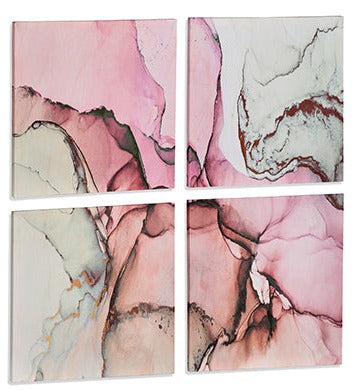 Lienzo 4 piezas marmol rosa