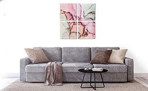Lienzo 4 piezas marmol rosa