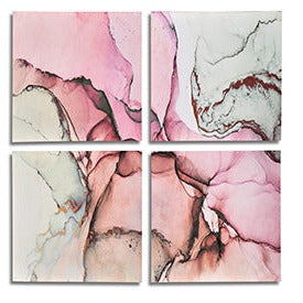 Lienzo 4 piezas marmol rosa