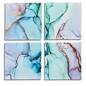 Set 4 lienzo marmol azul