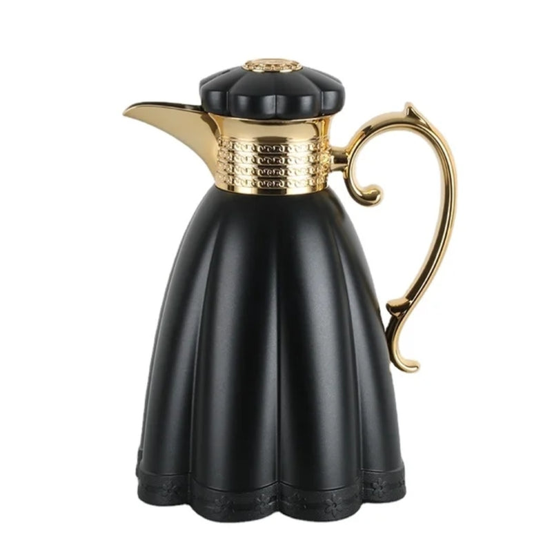 Termo 1 Litro Color Negro Con Dorado